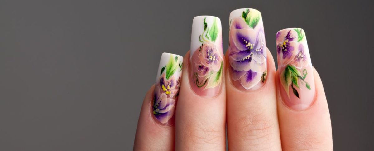 Aquarelle Nail Art Watercolor-Painting Frühlingslook