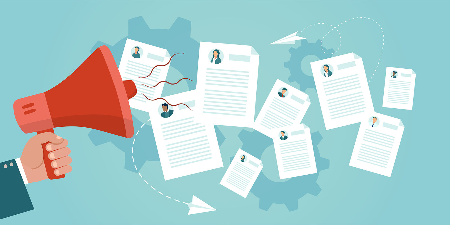 Vector of a hr manger with megaphone making an announcement to a job applicants Schlagwort(e): people, job, concept, business, megaphone, recruit, resume, document, cv, professional, corporate, applying, employer, competition, hire, businessman, apply, form, employee, human, resources, interview, email, background, banner, strategy, office, paper, illustration, company, hand, manager, candidate, letter, news, add, recruiter, marketing, vector, work, web, icon, search, employment, career, person, recruitment, flat, announcement, online