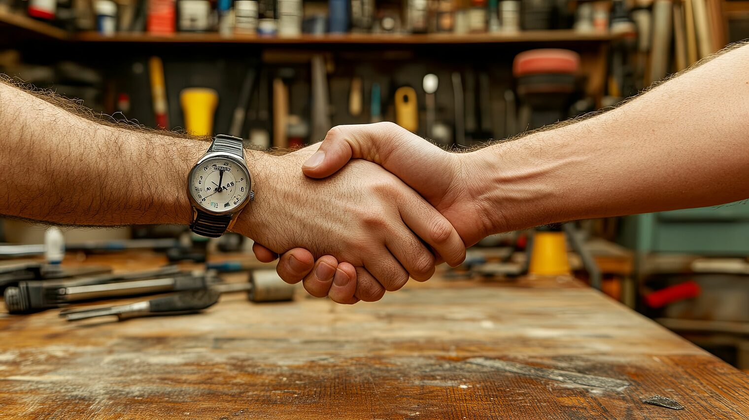 Zwei Personen geben sich die Hand. 